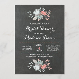 Invitation Jolie Floral Chalkboard Bridal Showinvitations
