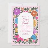 Invitation Jolie florale Brunch de Pâques | Rose (Devant)