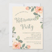 Invitation Jolie florale de pêche| Parti de la retraite (Devant)