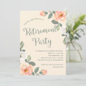 Invitation Jolie florale de pêche| Parti de la retraite (Debout devant)