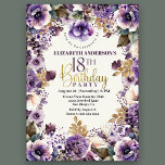 Invitation Jolie florale violette 18e anniversaire<br><div class="desc">Plutôt Violet Floral 18ème Anniversaire Invitation Pour Femmes. Il Est Facile De Changer L'Exemple De Texte En Vous Propre En Cliquant Sur Personnaliser. Cliquez Sur Personnaliser/Modifier Avec L'Outil De Conception Pour Modifier Le Type De Police, La Couleur De Police, La Taille De Police Ou Pour Ajouter/Supprimer/Modifier Le Texte Ou Les...</div>