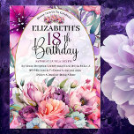 Invitation Jolie florale violette et rose 18e anniversaire<br><div class="desc">Jolie Aquarelle violette et rose Floral 18e Anniversaire Invitation Pour Femmes. Il Est Facile De Changer L'Exemple De Texte En Vous Propre En Cliquant Sur Personnaliser. Cliquez Sur Personnaliser/Modifier Avec L'Outil De Conception Pour Modifier Le Type De Police, La Couleur De Police, La Taille De Police Ou Pour Ajouter/Supprimer/Modifier Le...</div>