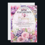 Invitation Jolie florale violette et rose 50e anniversaire<br><div class="desc">Plutôt violet et rose Aquarelle Florale 50e Anniversaire Invitation Pour Femmes. Il Est Facile De Changer L'Exemple De Texte En Vous Propre En Cliquant Sur Personnaliser. Cliquez Sur Personnaliser/Modifier Avec L'Outil De Conception Pour Modifier Le Type De Police, La Couleur De Police, La Taille De Police Ou Pour Ajouter/Supprimer/Modifier Le...</div>