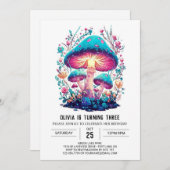 Invitation Jolie Forêt Champignons Numériques Anniversaire (Devant / Derrière)