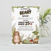 Invitation Jolie forêt de l'ours Baby shower lunaire (Debout devant)
