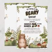 Invitation Jolie forêt de l'ours Baby shower lunaire (Devant / Derrière)
