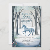 Invitation Jolie Forêt d'hiver Cheval Léger Ice Bleu Annivers (Devant)