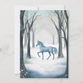 Invitation Jolie Forêt d'hiver Cheval Léger Ice Bleu Annivers (Dos)
