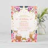 Invitation Jolie forêt enchantée Animaux 1er anniversaire (Debout devant)