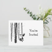 Invitation Jolie forêt renard animal art mariage anniversaire (Debout devant)