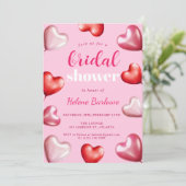 Invitation Jolie Fun Party Coeurs roses Fête des mariées (Debout devant)