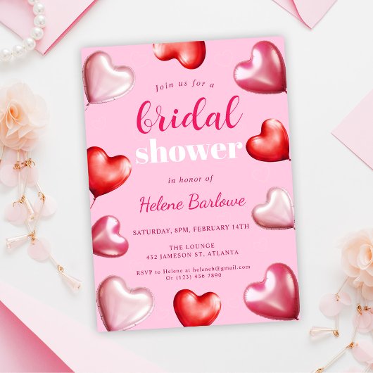 Invitation Jolie Fun Party Coeurs roses Fête des mariées