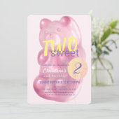 Invitation Jolie Garçon rose Ours Deux Fille Douce 2e anniver (Debout devant)