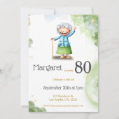 Invitation Jolie Grand-mère verte unique Anniversaire Invit (Devant)