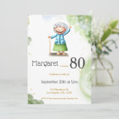 Invitation Jolie Grand-mère verte unique Anniversaire Invit (Debout devant)