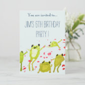 Invitation Jolie grenouille illustration fête d'anniversaire (Debout devant)