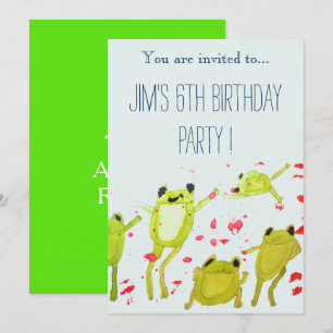 Invitation Jolie grenouille illustration fête d'anniversaire 