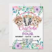 Invitation Jolie guépard jungle Lion Animaux Anniversaire Flo (Devant)