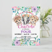 Invitation Jolie guépard jungle Lion Animaux Anniversaire Flo (Debout devant)