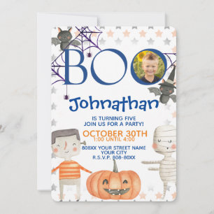 Invitation Jolie Halloween avec Photo Boy Anniversaire