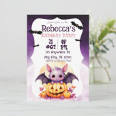 Invitation Jolie Halloween Fille Halloween fête Purple Bat (Debout devant)