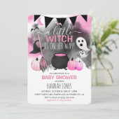 Invitation Jolie Halloween filles Baby shower rose (Debout devant)