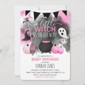 Invitation Jolie Halloween filles Baby shower rose (Devant)