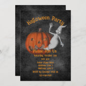 Invitation Jolie Halloween Jack-O-Lantern Ghost (Devant / Derrière)