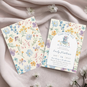 Invitation Jolie Heure pour le Thé Fête de Mariage Champêtre