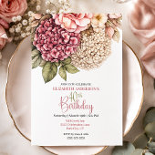Invitation Jolie Hydrangea Rose 40e Anniversaire
