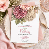 Invitation Jolie Hydrangea Rose 60e Anniversaire