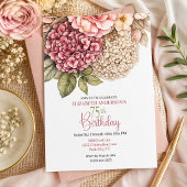 Invitation Jolie Hydrangea Rose 75e Anniversaire