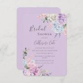 Invitation Jolie Hydrangée Purple Fête des mariées Florale (Devant / Derrière)