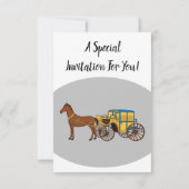 Invitation Jolie illustration de cheval et de calèche royale (Dos)