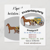 Invitation Jolie illustration de cheval et de calèche royale (Devant / Derrière)