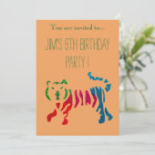 Invitation Jolie illustration de tigre de jungle garçon fête (Debout devant)