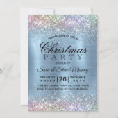 Invitation Jolie irisée glace bleu faux parties scintillant N (Devant)