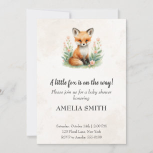 Invitation Jolie Lapin Aquarelle Animaux de la Forêt Baby Sho