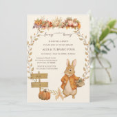 Invitation Jolie Lapin Automne Anniversaire (Debout devant)