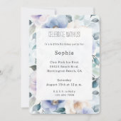 Invitation Jolie Lavande Blanche Fleurs Anniversaire (Devant)