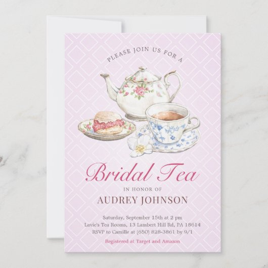 Invitation Jolie Lavender Bridal Tea Wedding shower britanniq (Devant)