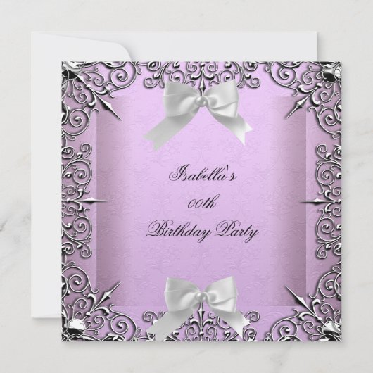 Invitation Jolie Lavender Lilac Silver White Anniversaire Par (Devant)