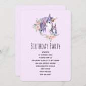 Invitation Jolie licorne Maman & Bébé Aquarelle Anniversaire (Devant / Derrière)