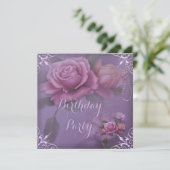 Invitation Jolie Lilac Rose rose rose fête d'anniversaire (Debout devant)