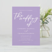 Invitation Jolie Lilac White Script Mariage après-midi (Debout devant)