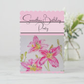 Invitation Jolie Lily Pink aquarelle florale fleurs lys (Debout devant)