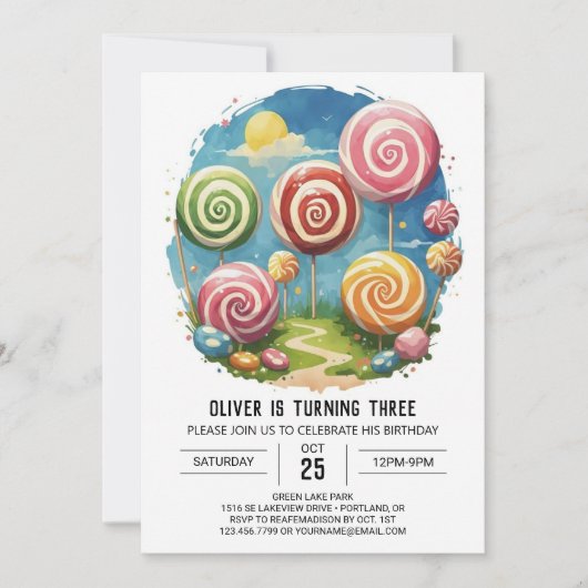 Invitation Jolie Lollipop Anniversaire (Devant)