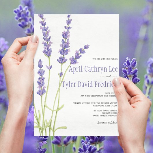Invitation Jolie lumière violet Lavande Fleur Mariage Invite
