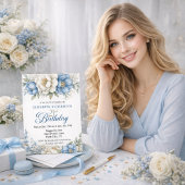 Invitation Jolie Magnolia Bleue et Pivoine 21e Anniversaire