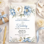 Invitation Jolie Magnolie Bleue et Pivoire 101e Anniversaire
